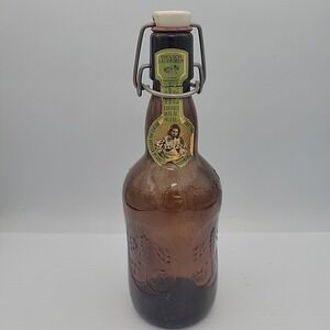 VINTAGE GROLSCH AMBER BROWN LAGER BEER BOTTLE W/PORCELAIN SWING TOP